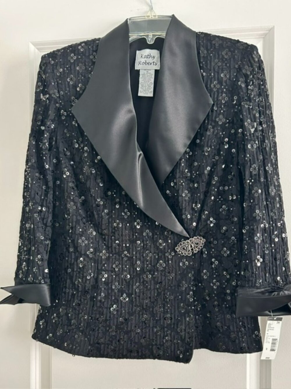 NWT Women's Kathy Roberts Black Sequin Blazer, Size 10